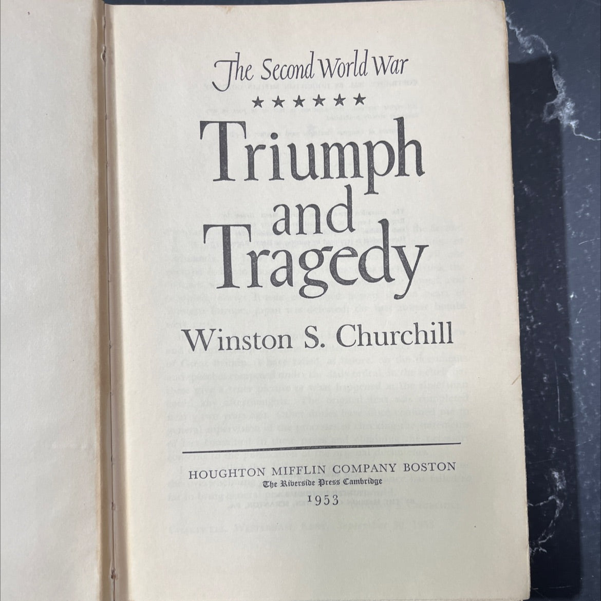 the second world war triumph and tragedy book, by winston s. churchill, 1953 Hardcover image 2