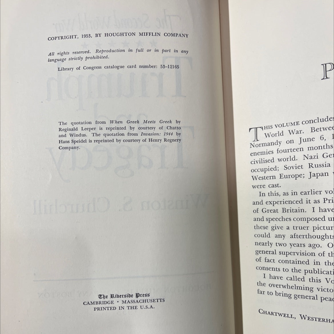 the second world war triumph and tragedy book, by winston s. churchill, 1953 Hardcover image 3