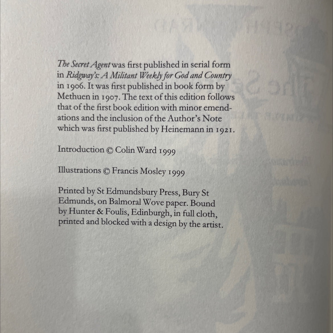 the secret agent a simple tale book, by joseph conrad, 1999 Hardcover image 3