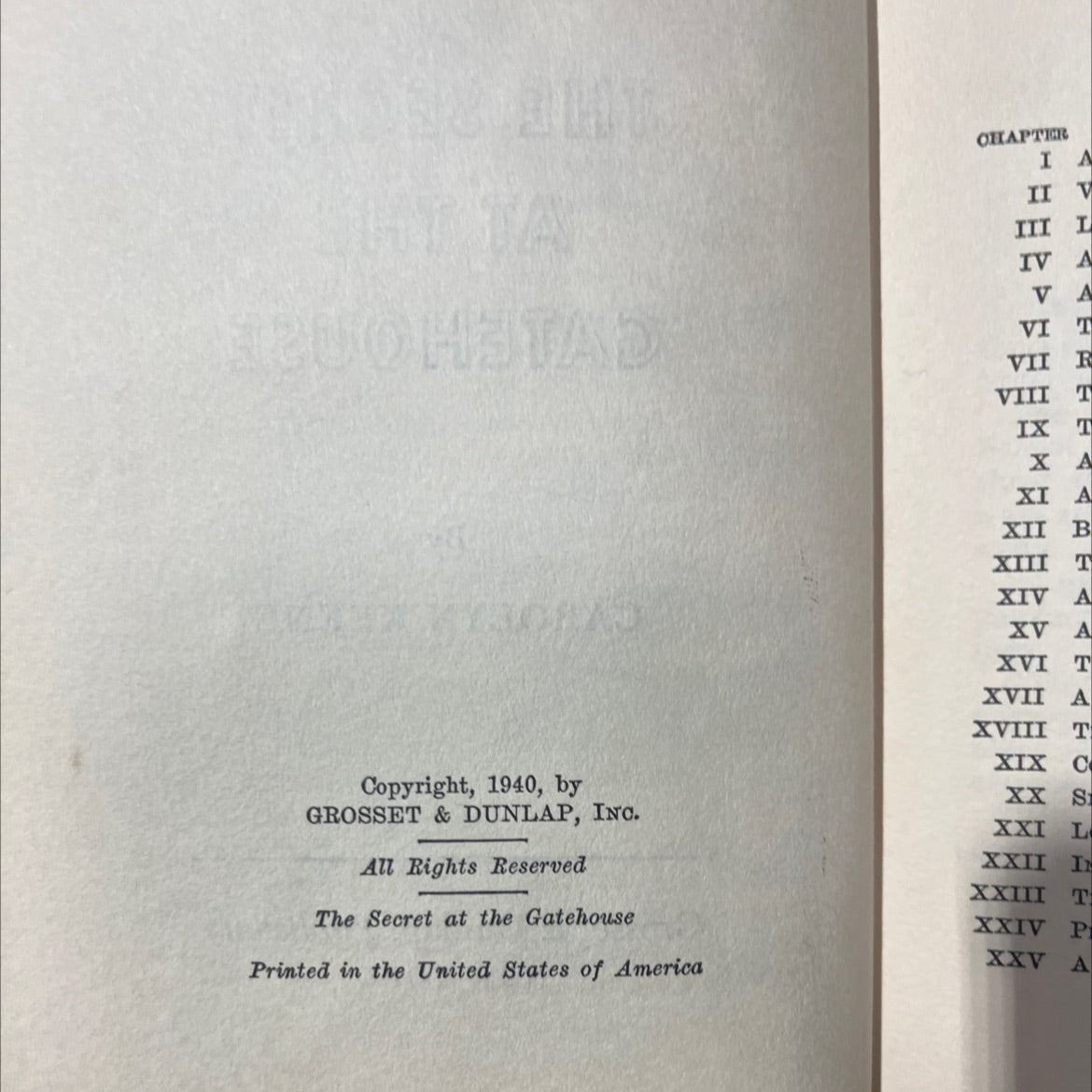 the secret at the gatehouse book, by carolyn keene, 1940 Hardcover image 3