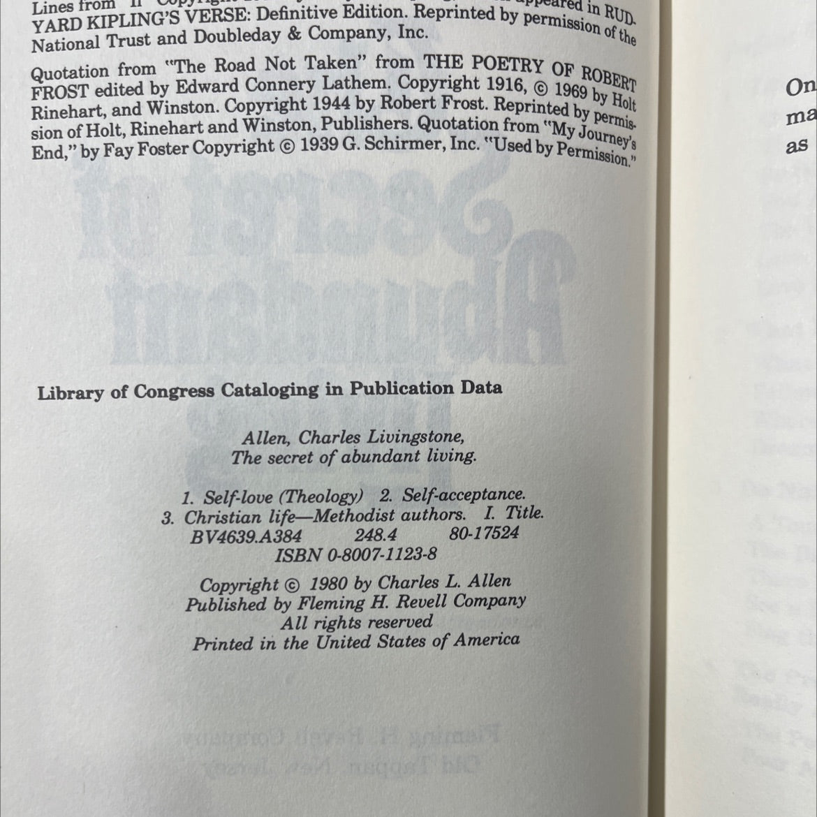 the secret of abundant living book, by Charles L. Allen, 1980 Hardcover image 3