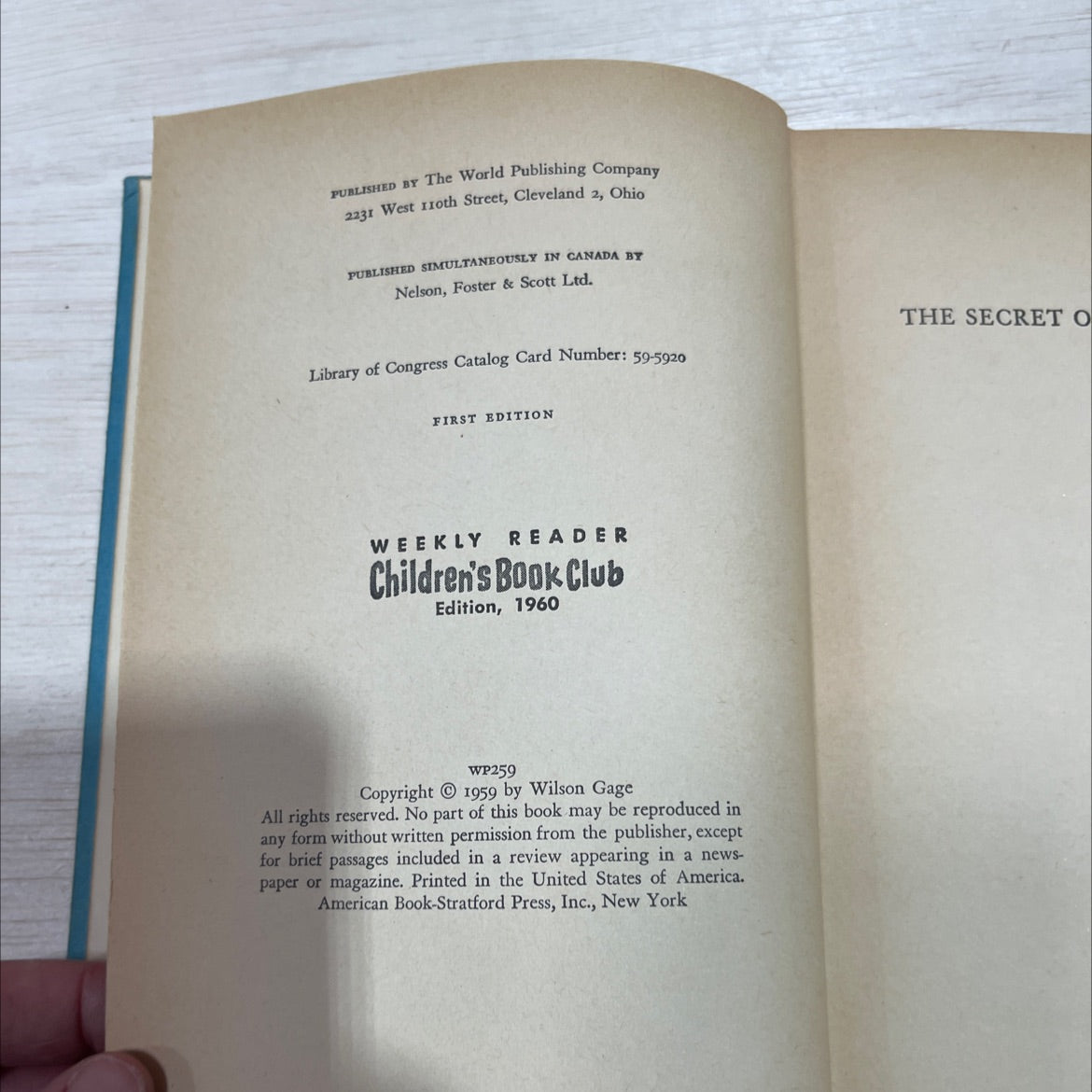 the secret of crossbone hill book, by wilson gage, 1960 Hardcover image 3