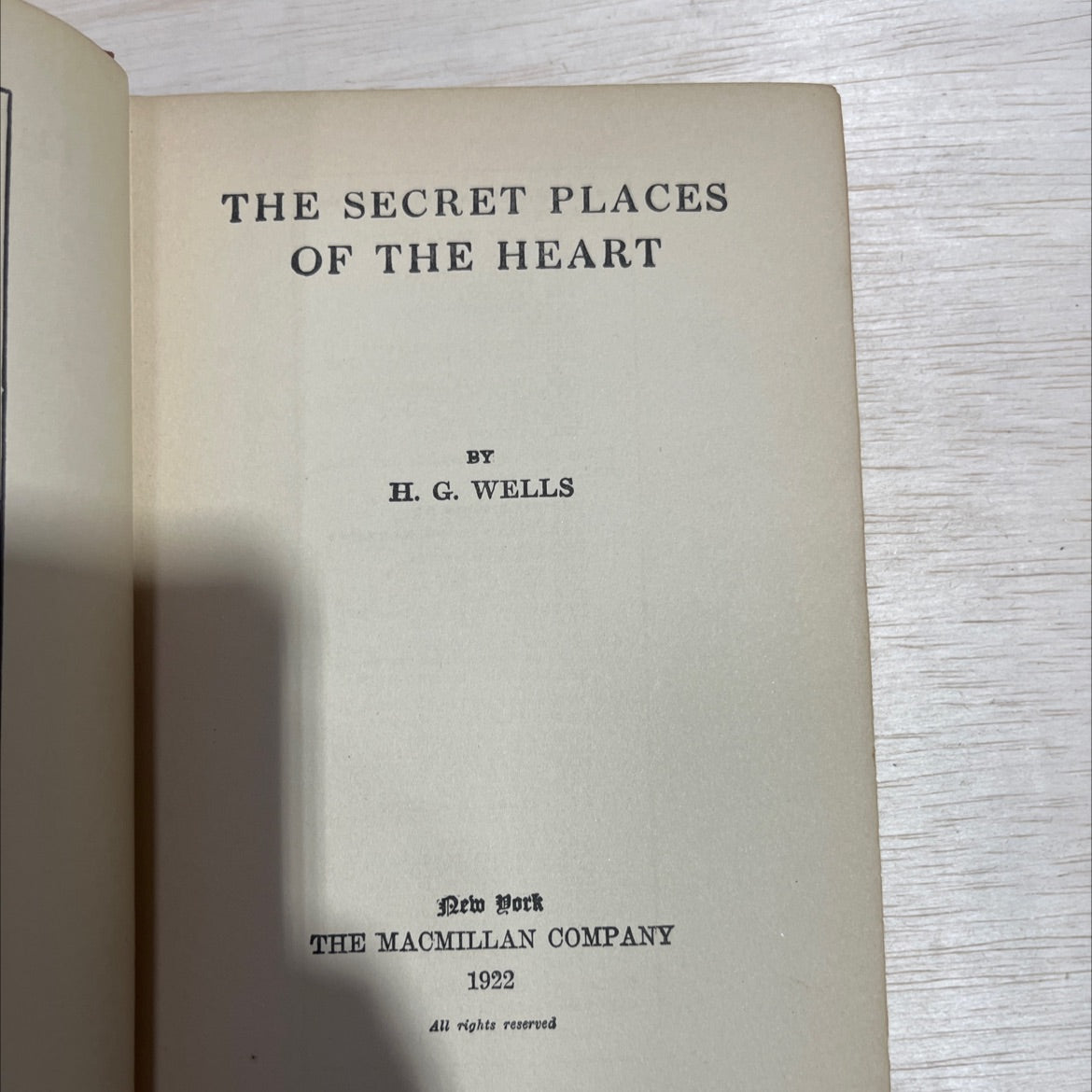 the secret places of the heart book, by h. g. wells, 1922 Hardcover image 2