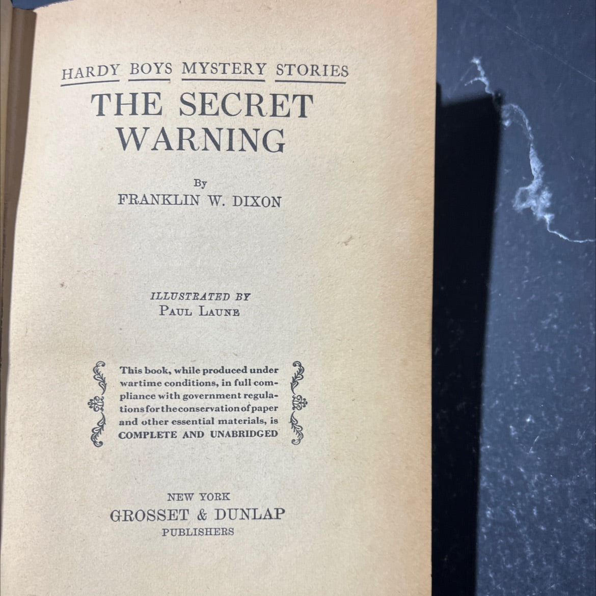 the secret warning book, by franklin w. dixon, 1938 Hardcover image 2