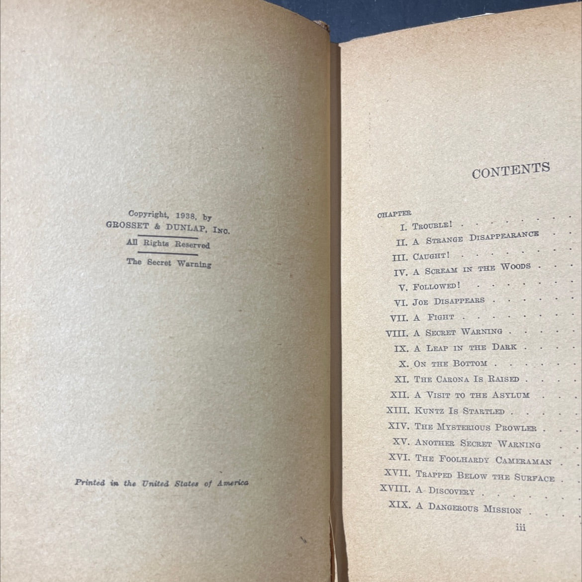 the secret warning book, by franklin w. dixon, 1938 Hardcover image 3