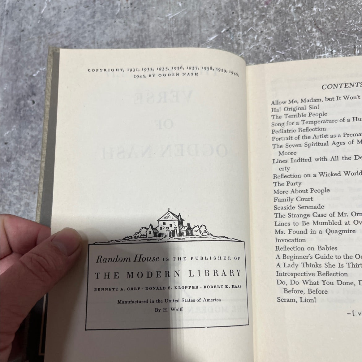 the selected verse of ogden nash book, by ogden nash, 1945 Hardcover image 3