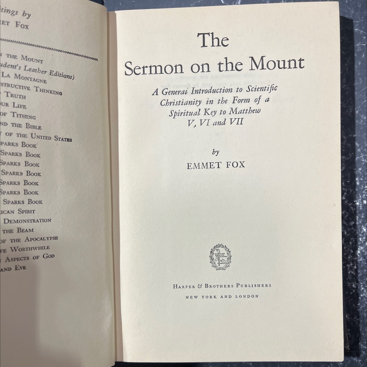 the sermon on the mount book, by emmet fox, 1938 Hardcover image 2
