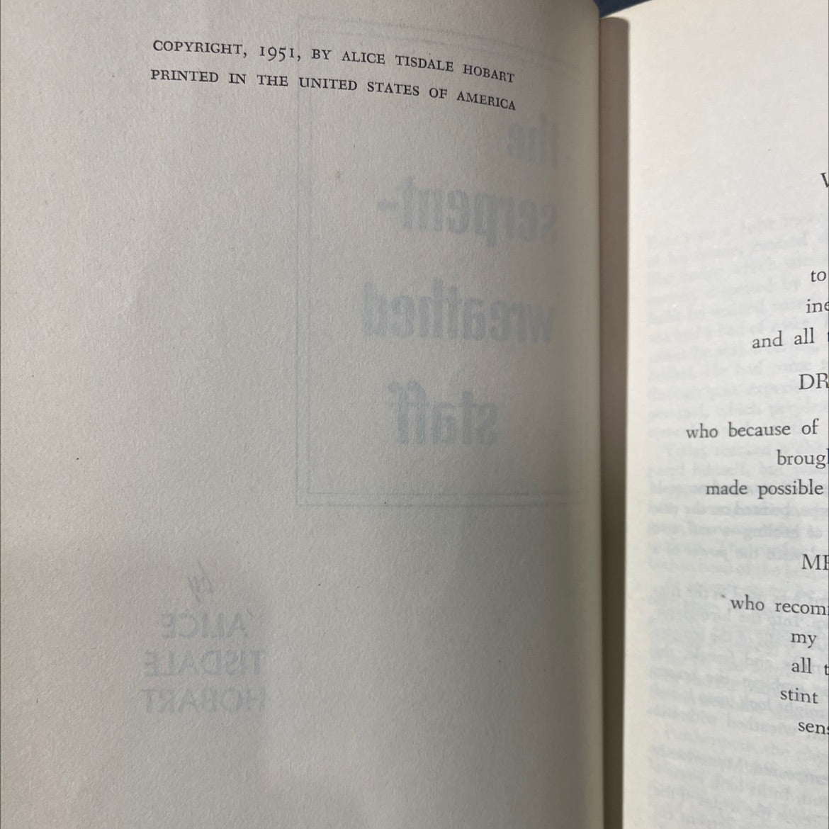 the serpent-wreathed staff book, by alice tisdale hobart, 1951 Hardcover image 3