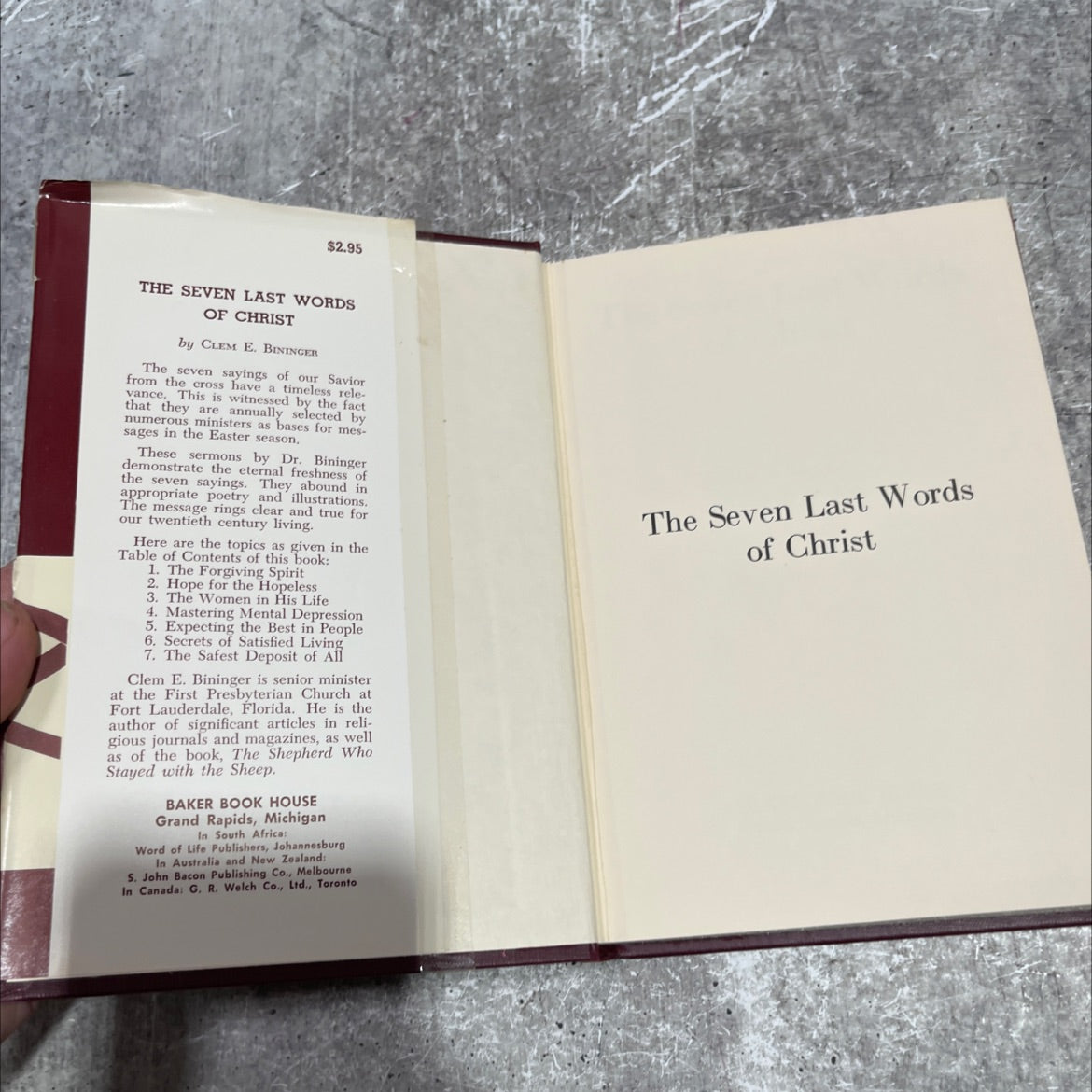 the seven last words of christ book, by clem e. bininger, 1969 Hardcover image 4