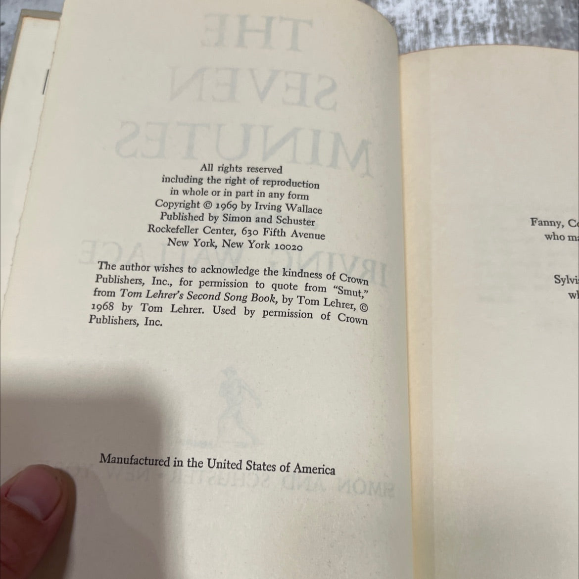 the seven minutes book, by irving wallace, 1969 Hardcover image 3