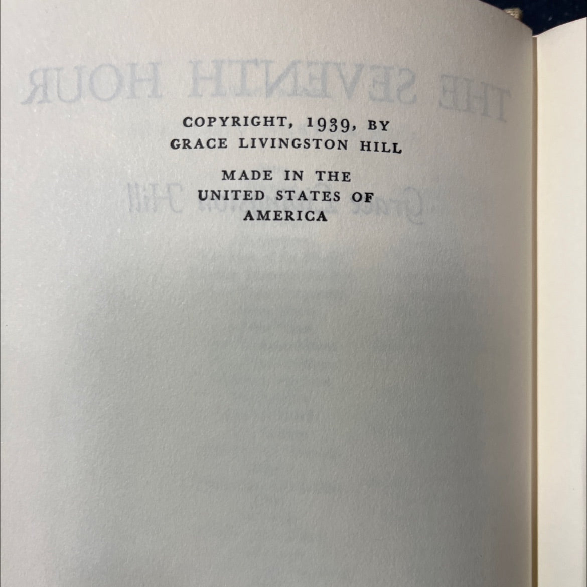 the seventh hour book, by grace livingston hill, 1939 Hardcover image 3