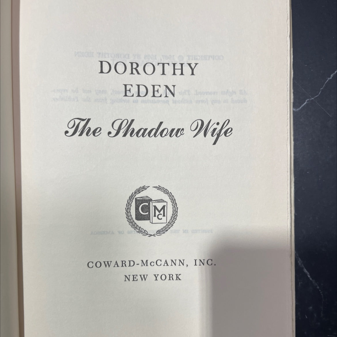 the shadow wife book, by dorothy eden, 1968 Hardcover image 2