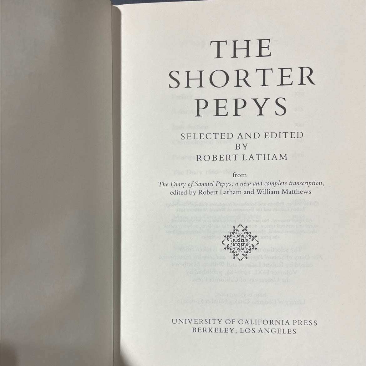 the shorter pepys selected and edited by robert latham book, by robert latham, 1985 Hardcover image 2