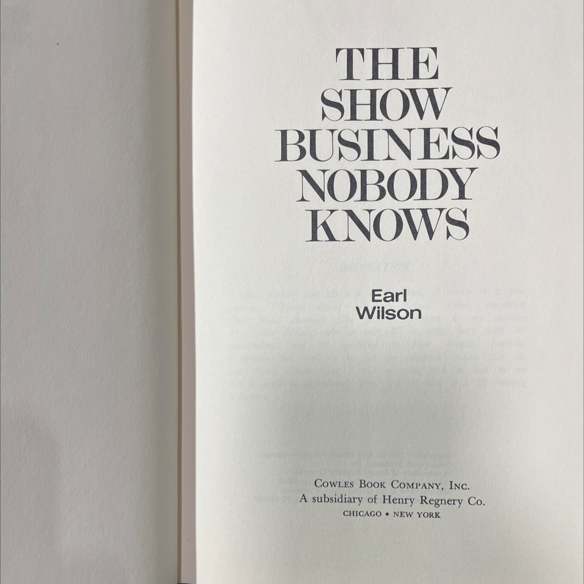 the show business nobody knows book, by Earl Wilson, 1971 Hardcover image 2