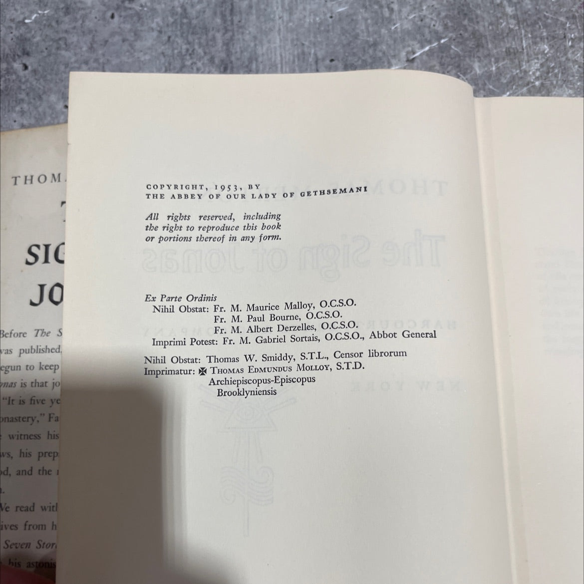 the sign of jonas book, by thomas merton, 1953 Hardcover image 3