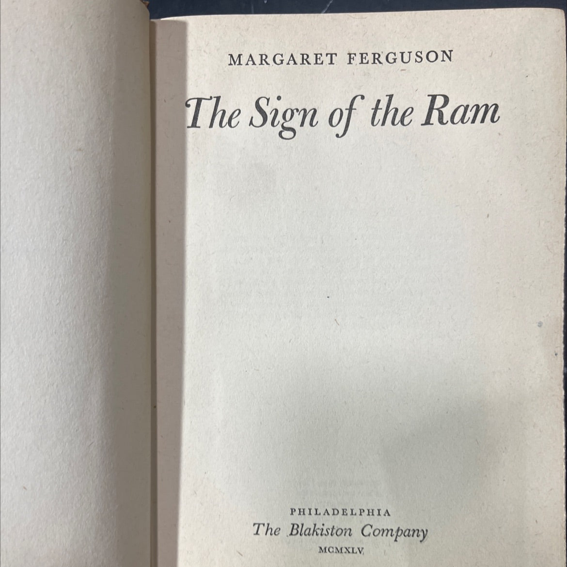 the sign of the ram book, by margaret ferguson, 1945 Hardcover image 2