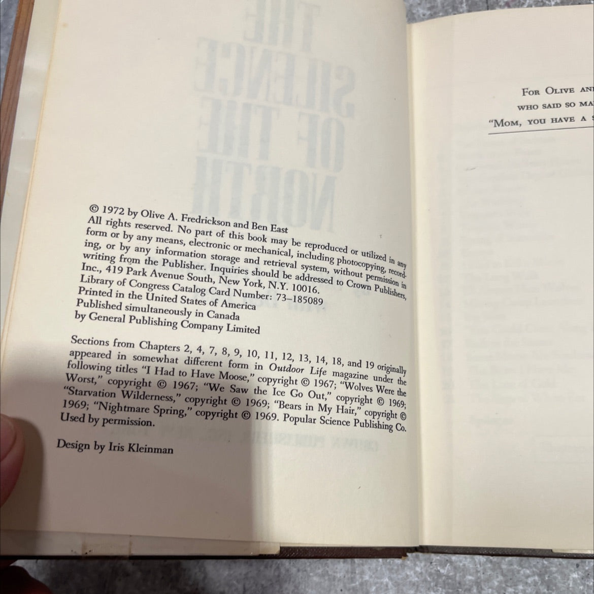 the silence of the north book, by Olive A. Fredrickson with Ben East, 1972 Hardcover image 3