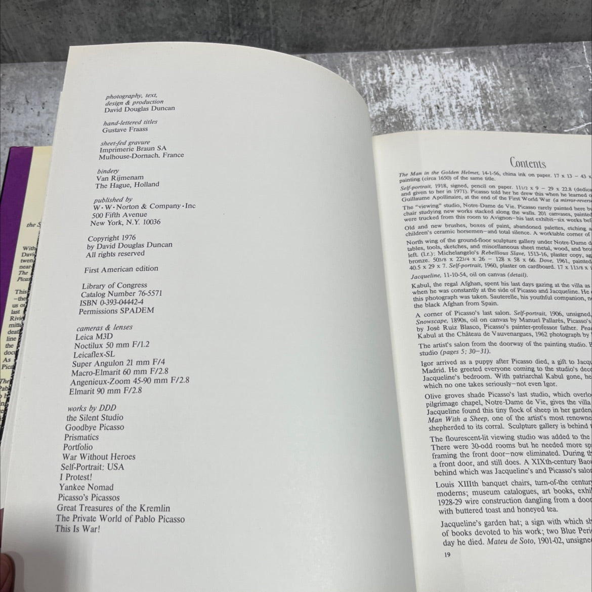 the silent studio book, by David Douglas Duncan, 1976 Hardcover image 3