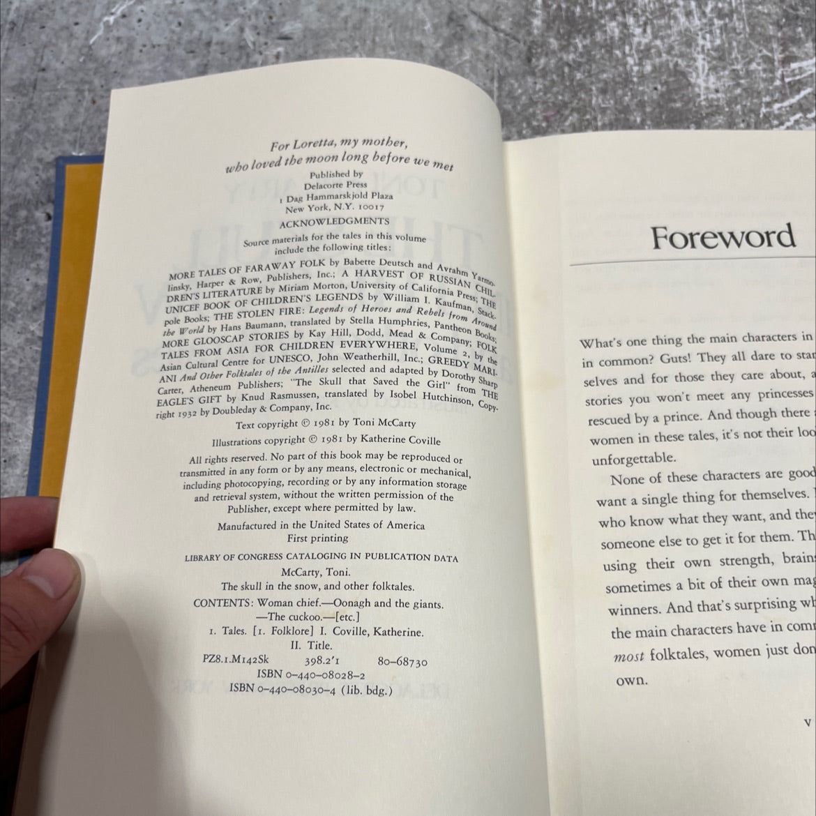 the skull in the snow and other folktales book, by toni mccarty, 1981 Hardcover image 3