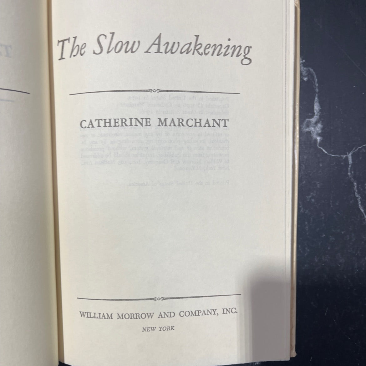 the slow awakening book, by catherine marchant, 1977 Hardcover image 2