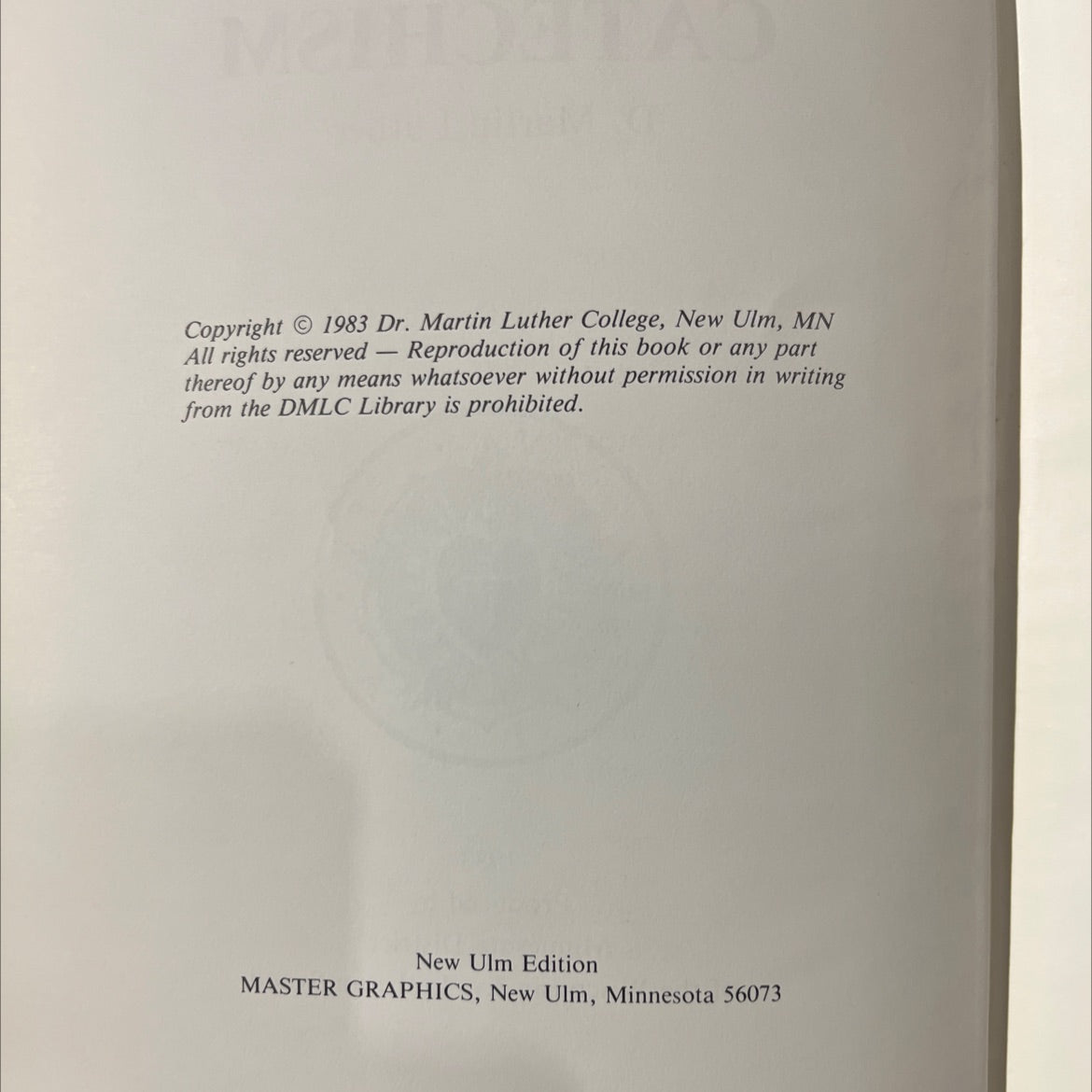 the small catechism book, by d. martin luther, 1983 Hardcover image 3