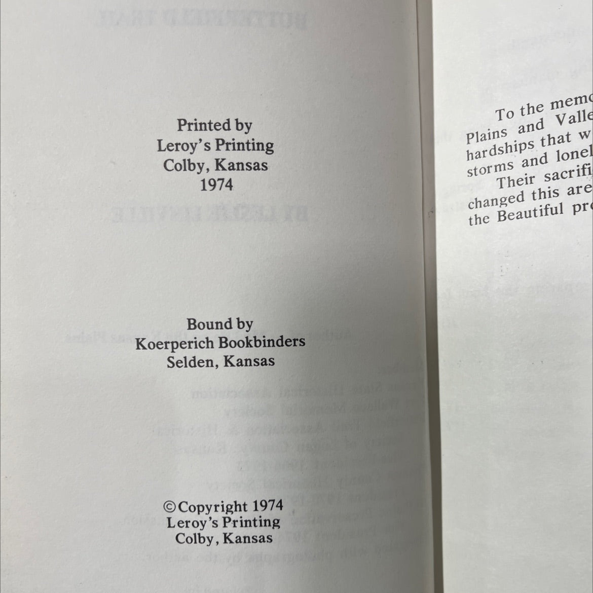 SIGNED the smoky hill valley and butterfield trail book, by leslie linville, 1974 Hardcover, First Edition image 3