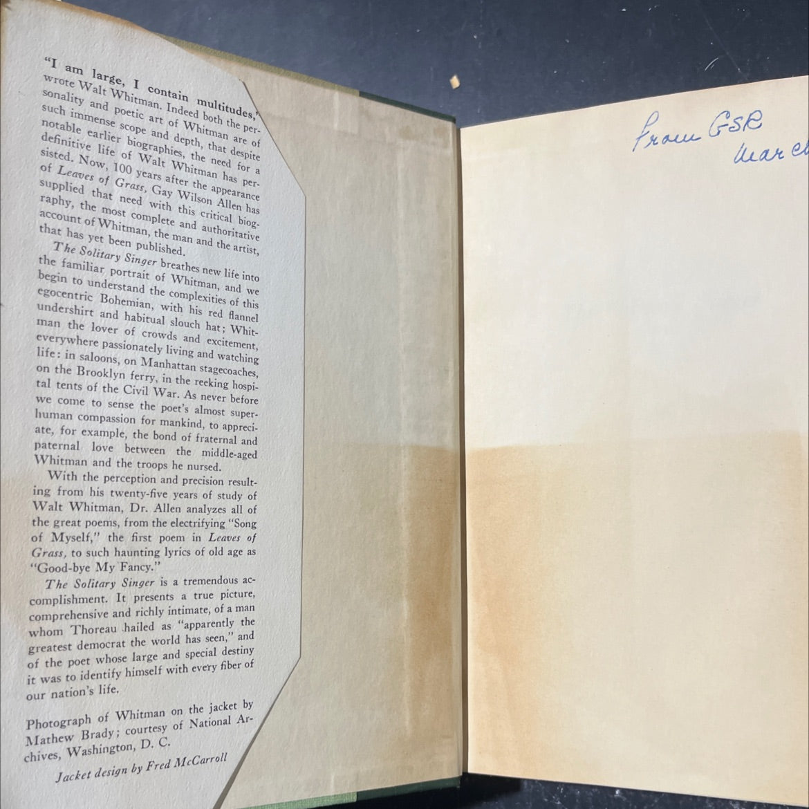 the solitary singer a critical biography of walt whitman book, by gay wilson allen, 1955 Hardcover image 4
