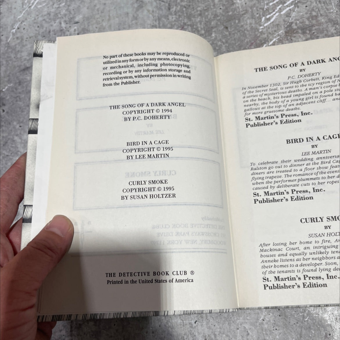 the song of a dark angel book, by p.c. doherty, 1994 Hardcover image 3