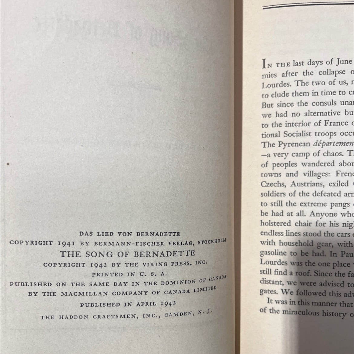 the song of bernadette book, by franz werfel, 1942 Hardcover image 3