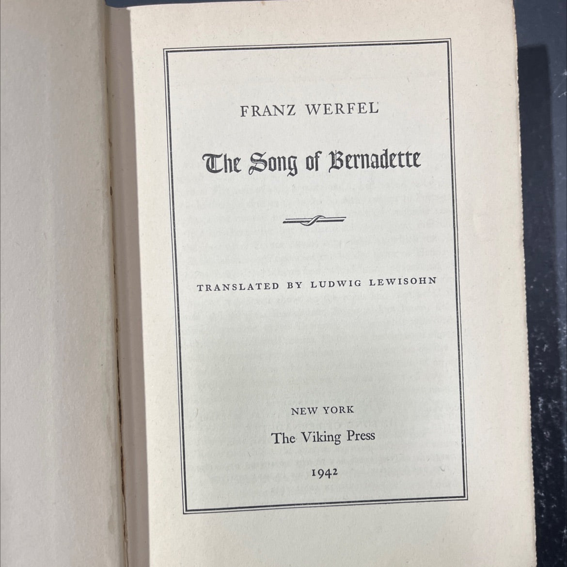 the song of bernadette book, by franz werfel, 1942 Hardcover image 2