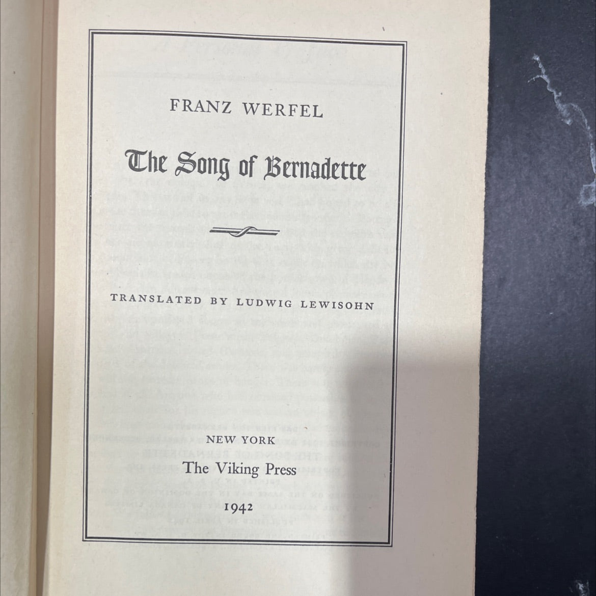the song of bernadette book, by franz werfel, 1942 Hardcover image 2