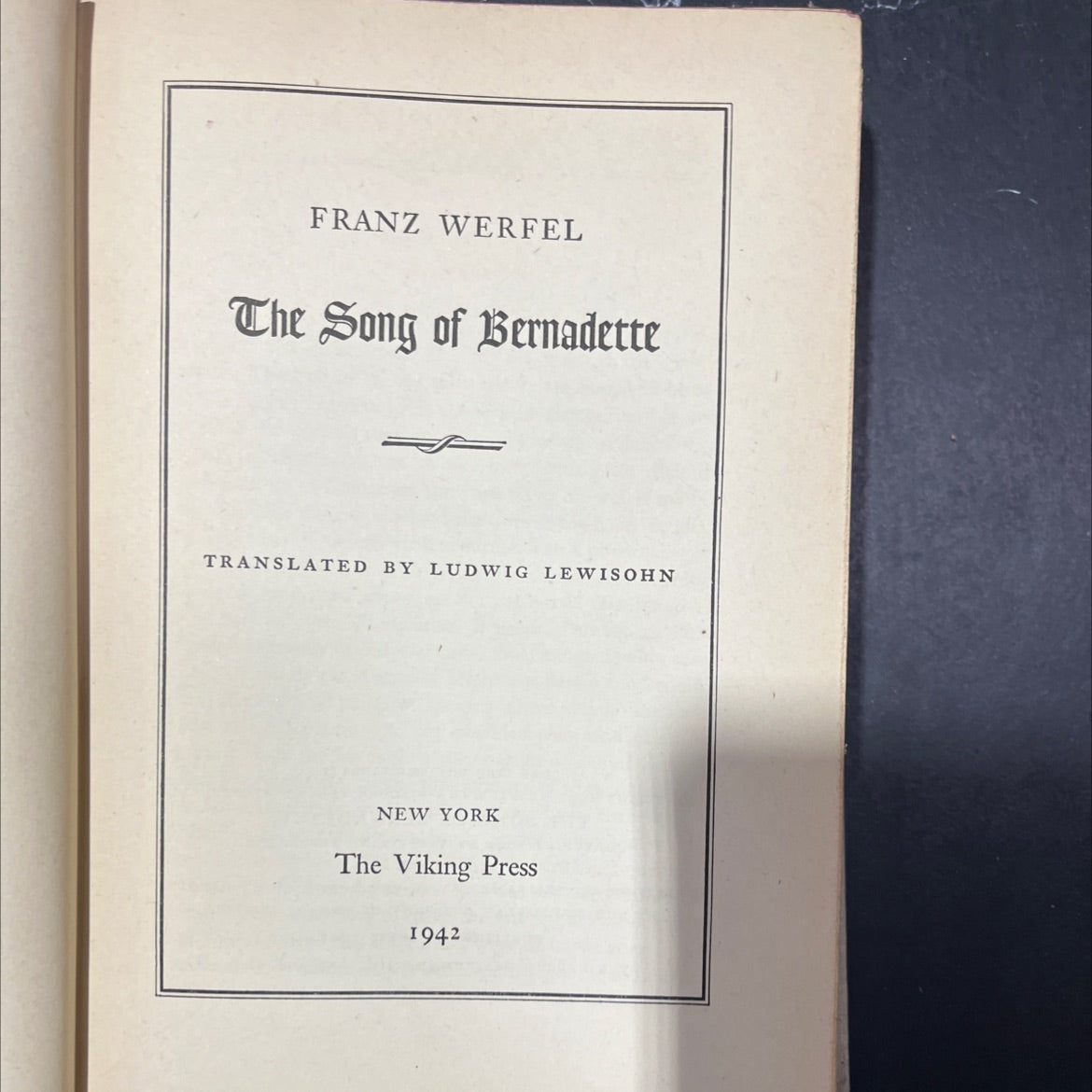 the song of bernadette book, by franz werfel, 1942 Hardcover image 2