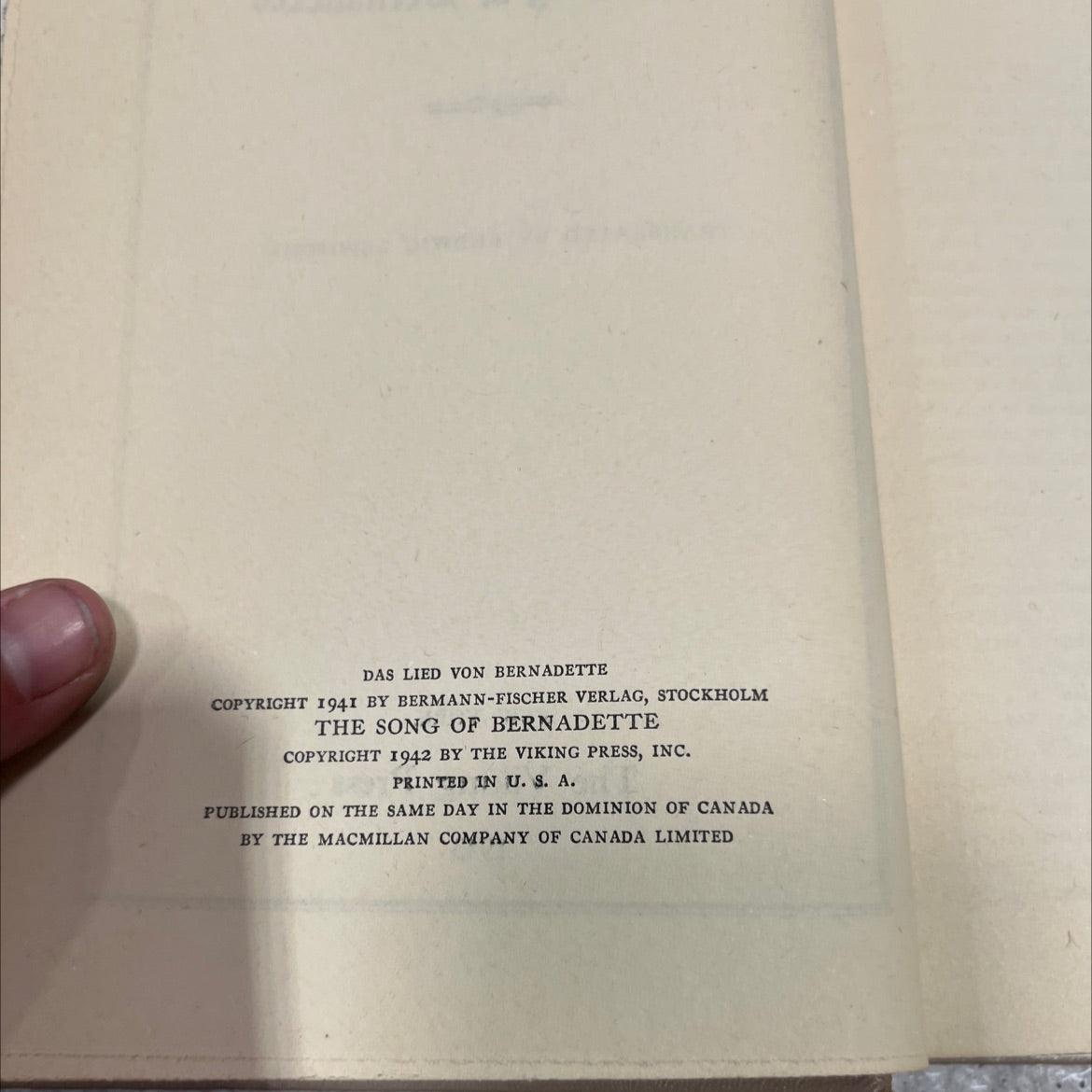 the song of bernadette book, by franz werfel, 1943 Hardcover image 3