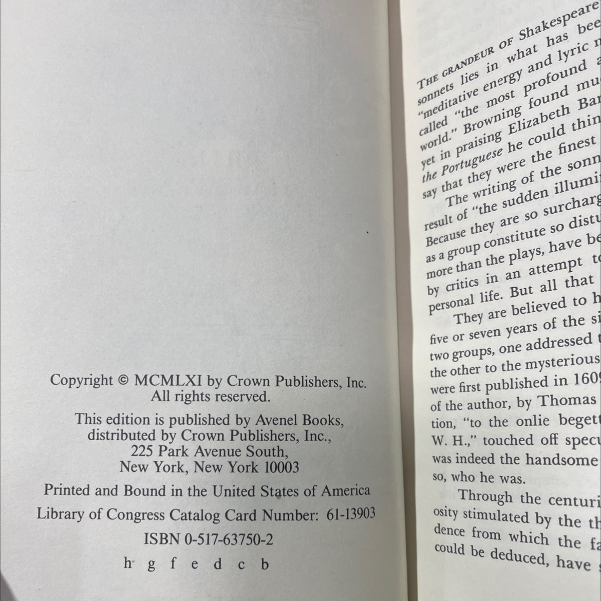 the sonnets of william shakespeare book, by william shakespeare, 1961 Hardcover image 3