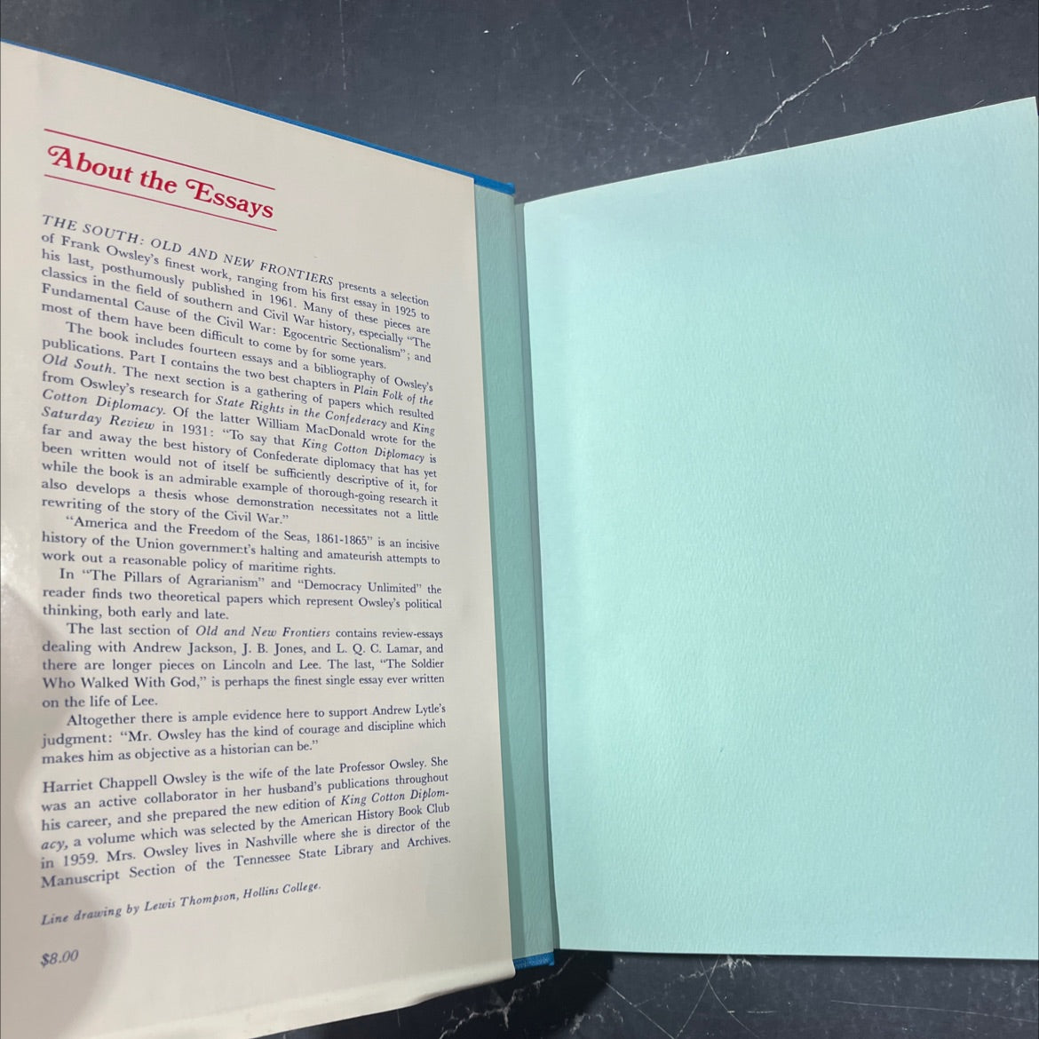 the south: old and new frontiers selected essays of frank lawrence owsley book, by frank lawrence owsley, 1969 Hardcover image 4