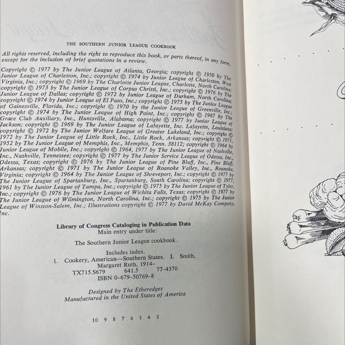 the southern junior league cookbook book, by Ann Seranne, 1977 Hardcover image 3