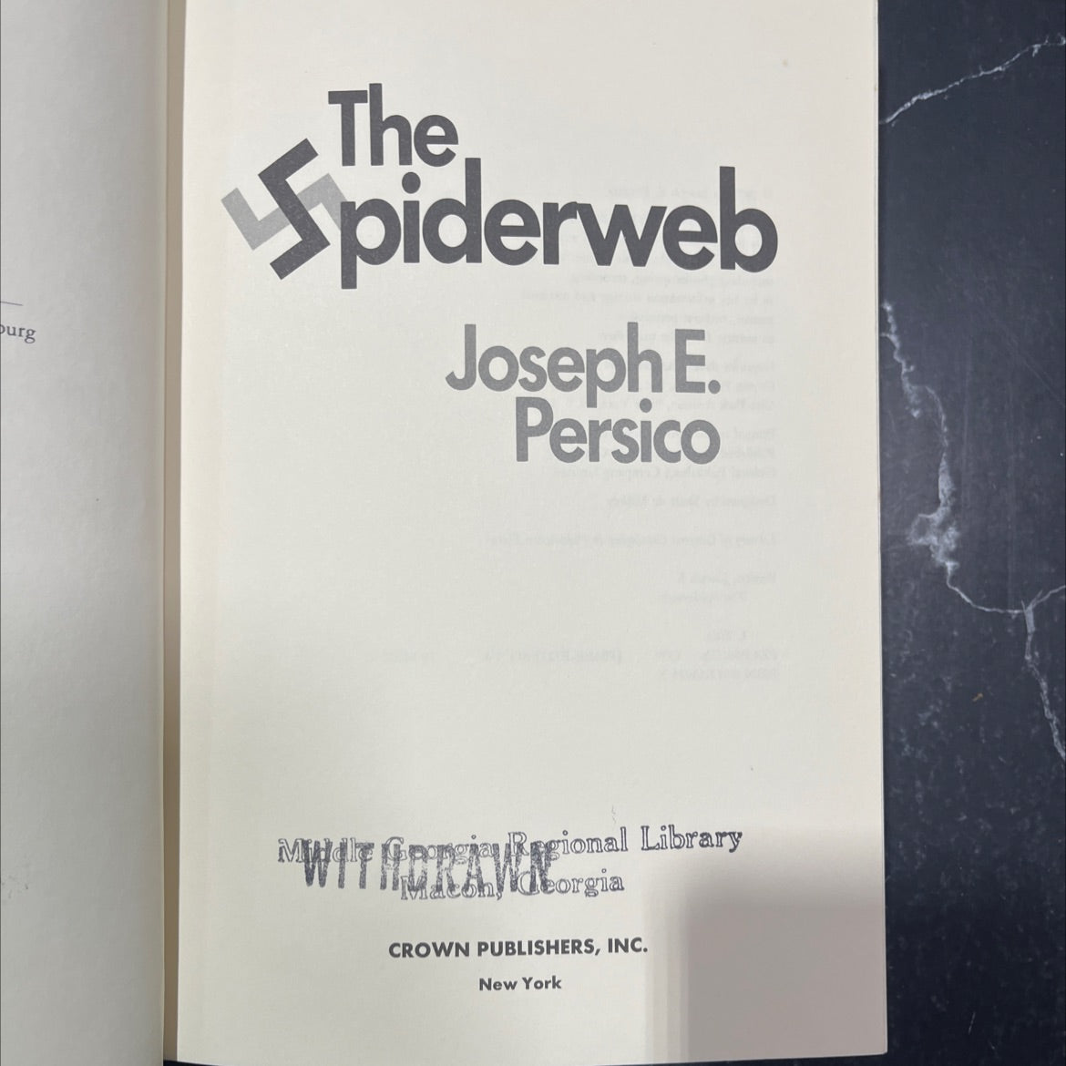 the spiderweb book, by Joseph E. Persico, 1979 Hardcover image 2