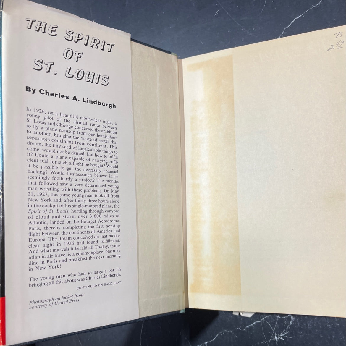 the spirit of st. louis book, by charles a. lindbergh, 1954 Hardcover image 4