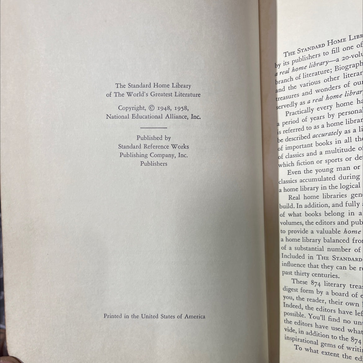 the standard home library of the world's greatest literature book, by unknown, 1958 Hardcover image 3