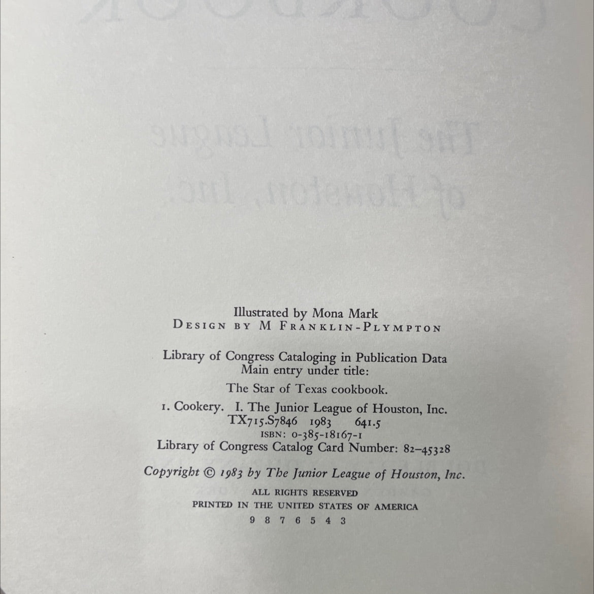the star of texas cookbook book, by the junior league of houston, inc., 1983 Hardcover image 3