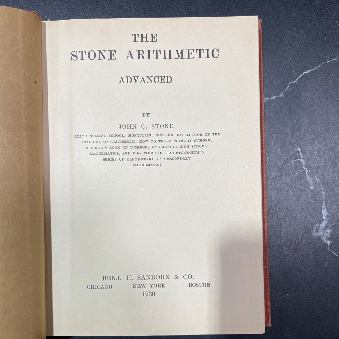 the stone arithmetic advanced book, by john c. stone, 1930 Hardcover image 2