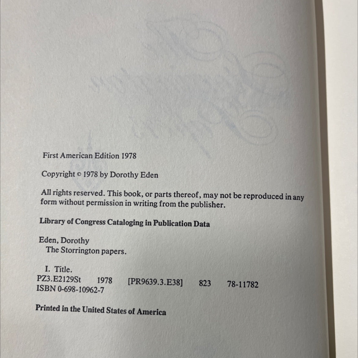 the storrington papers book, by dorothy eden, 1978 Hardcover image 3