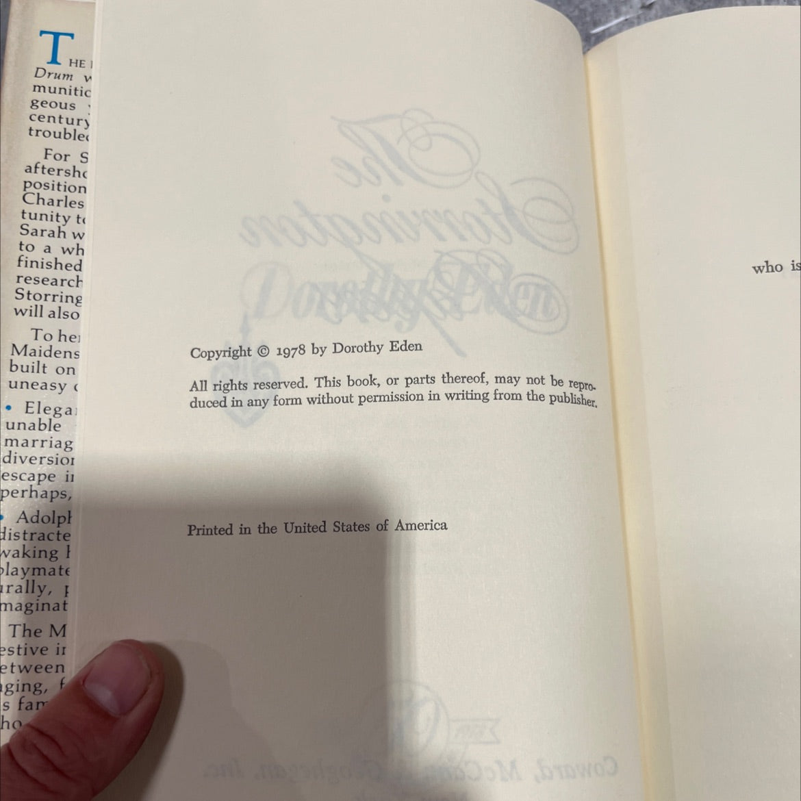 the storrington papers book, by dorothy eden, 1978 Hardcover image 3
