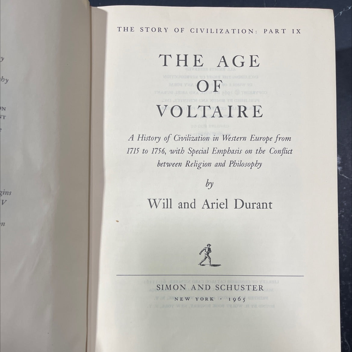 the story of civilization: part ix the age of voltaire book, by will and ariel durant, 2001 Hardcover image 2