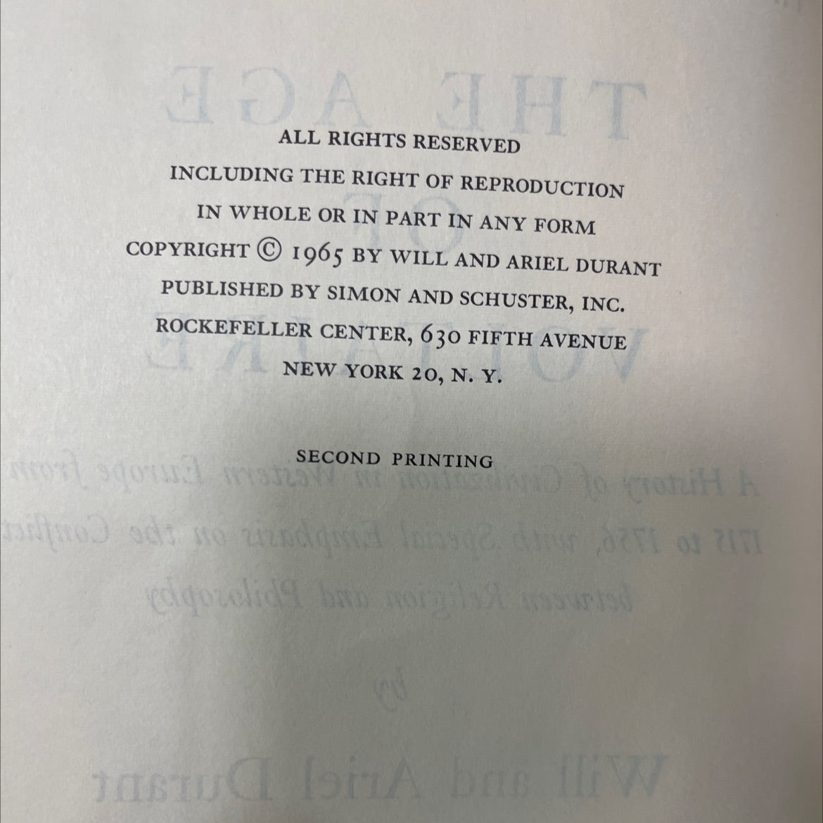 the story of civilization: part ix the age of voltaire book, by will and ariel durant, 2001 Hardcover image 3