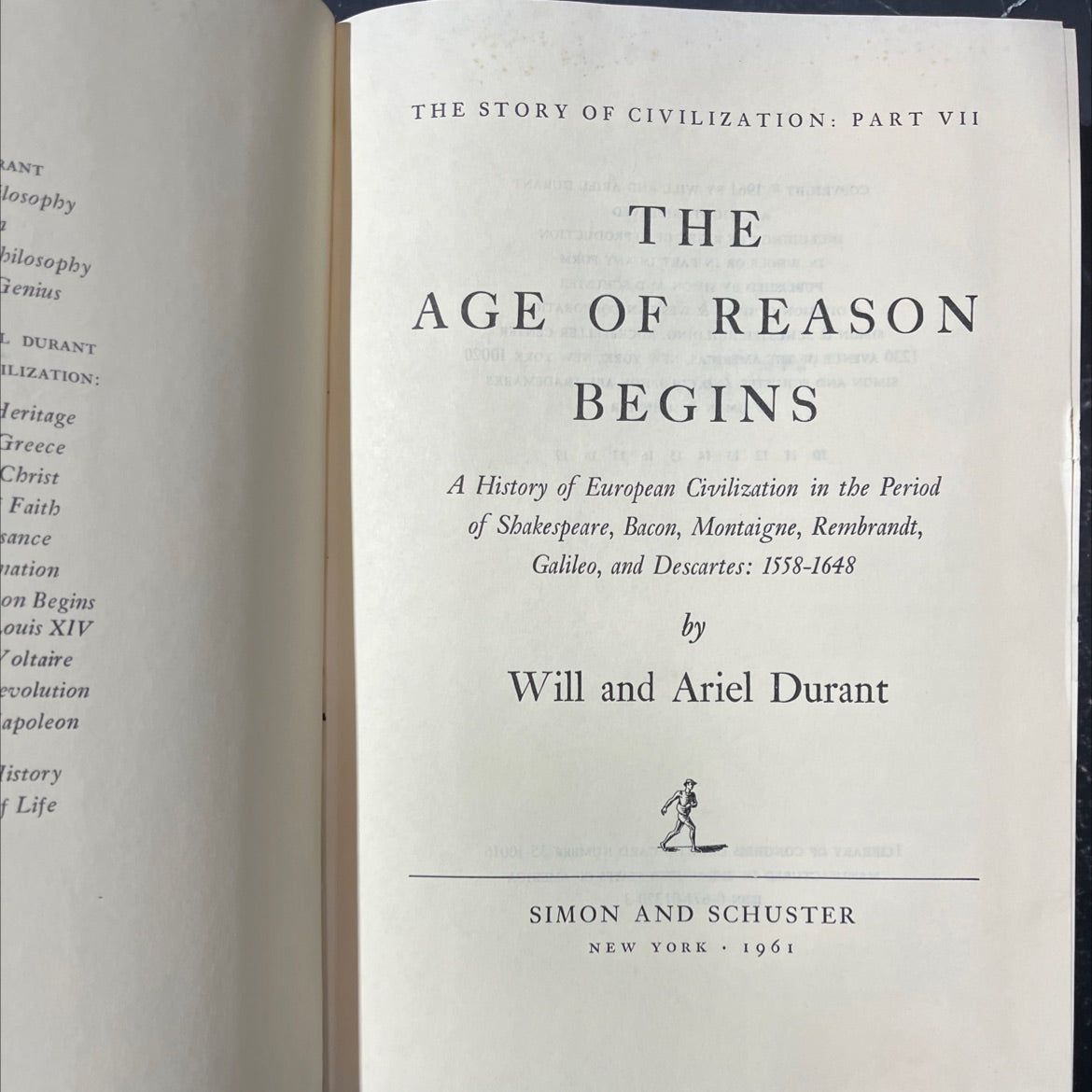 the story of civilization: part vii the age of reason book, by will and ariel durant, 1961 Hardcover image 2