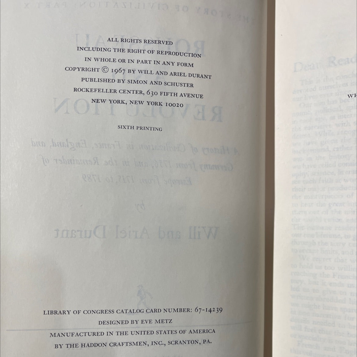 the story of civilization: part x rousseau and revolution book, by will and ariel durant, 1967 Hardcover image 3