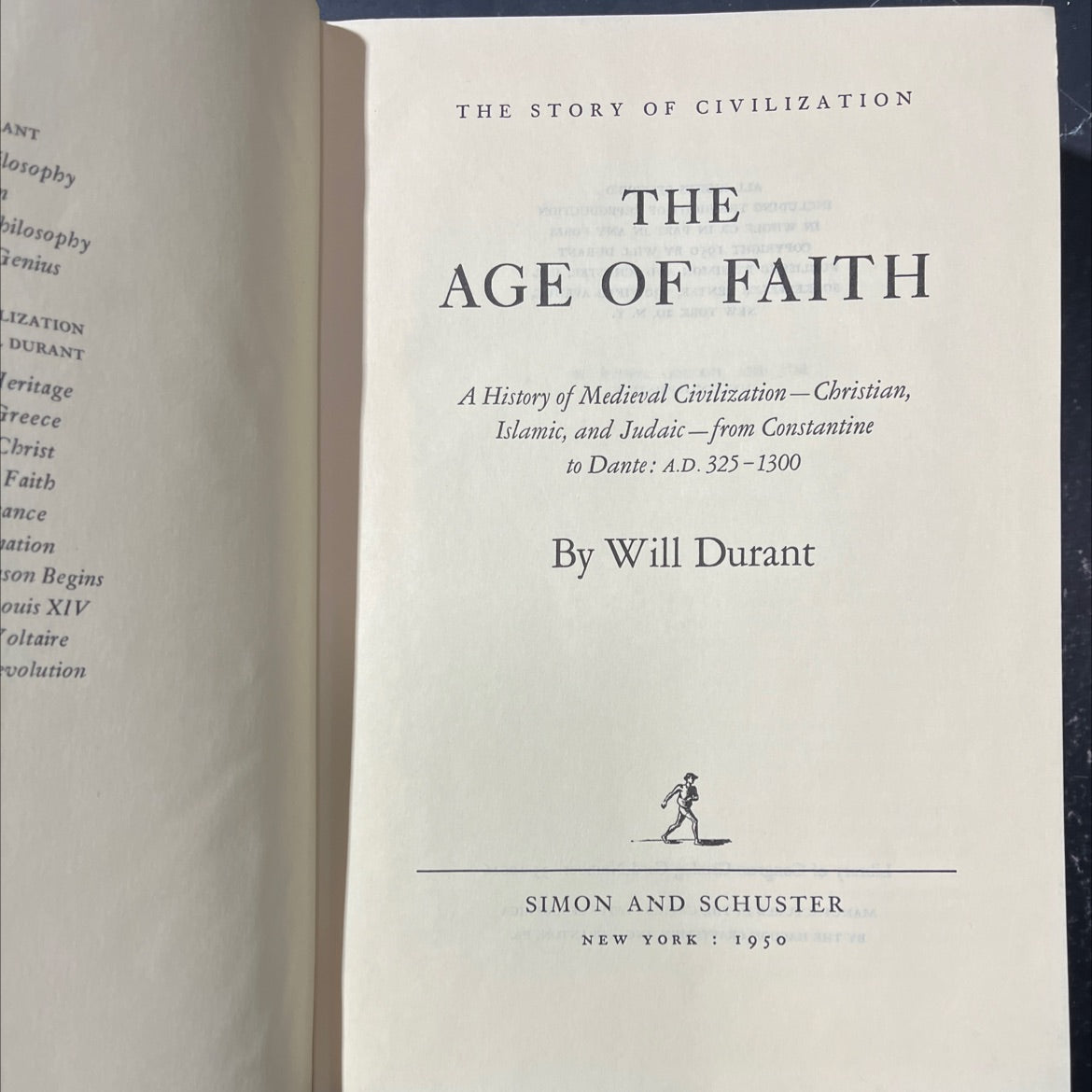 the story of civilization: the age of faith book, by will durant, 1950 Hardcover image 2