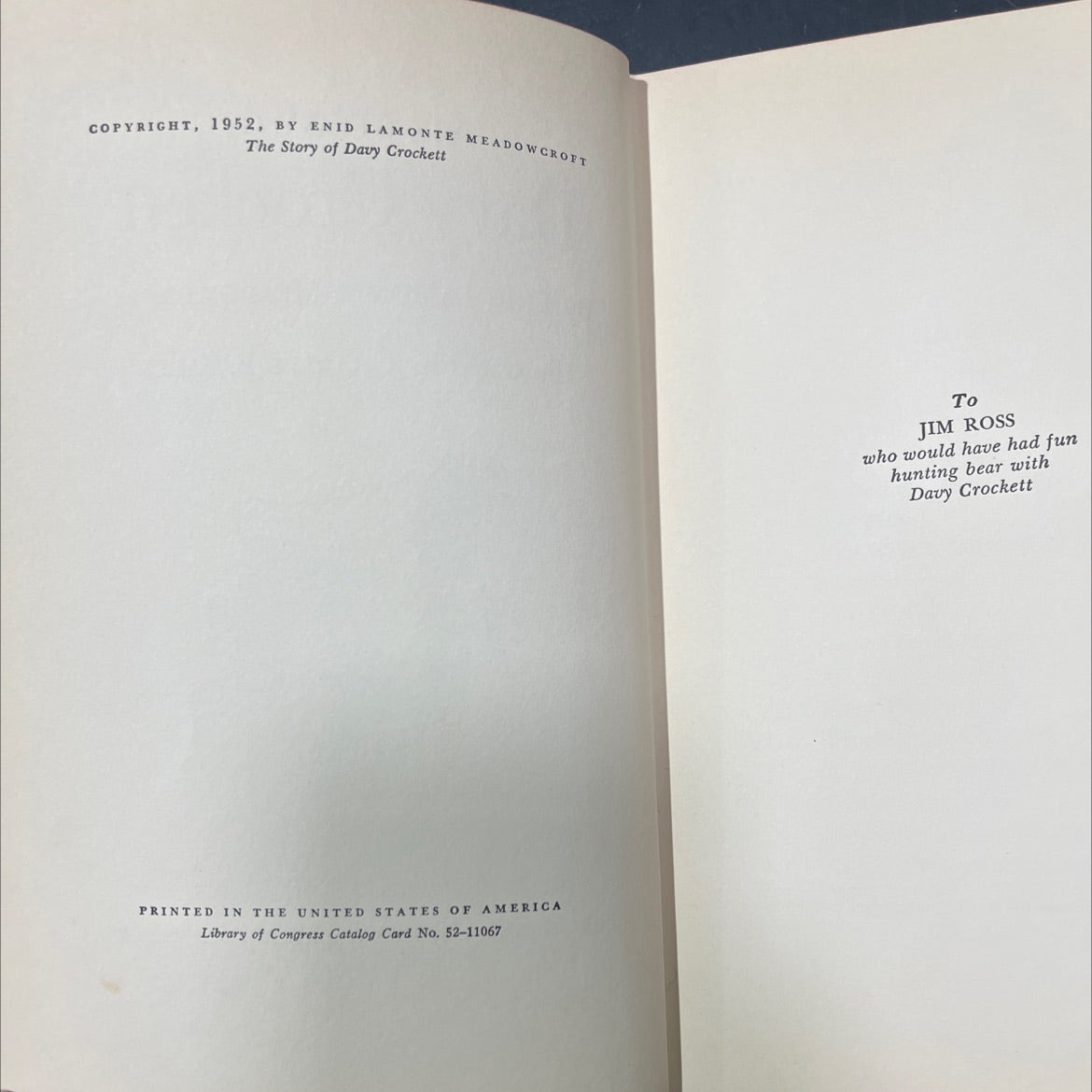 the story of davy crockett book, by enid lamonte meadowcroft, 1952 Hardcover image 3