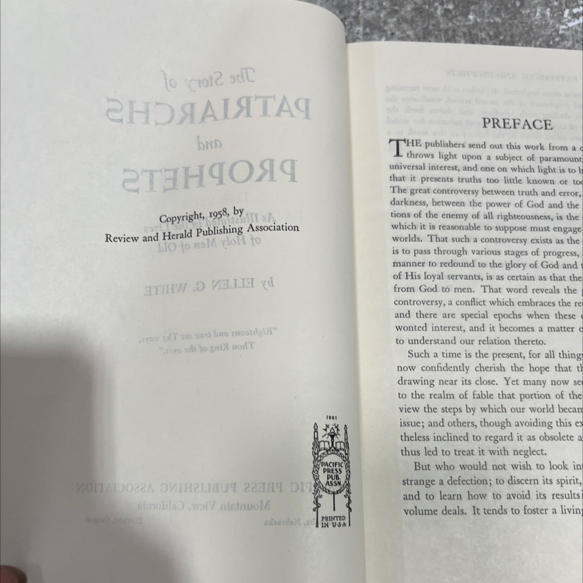 the story of patriarchs and prophets as illustrated in the lives of holy men of old book, by ellen g. white, 1958 image 3